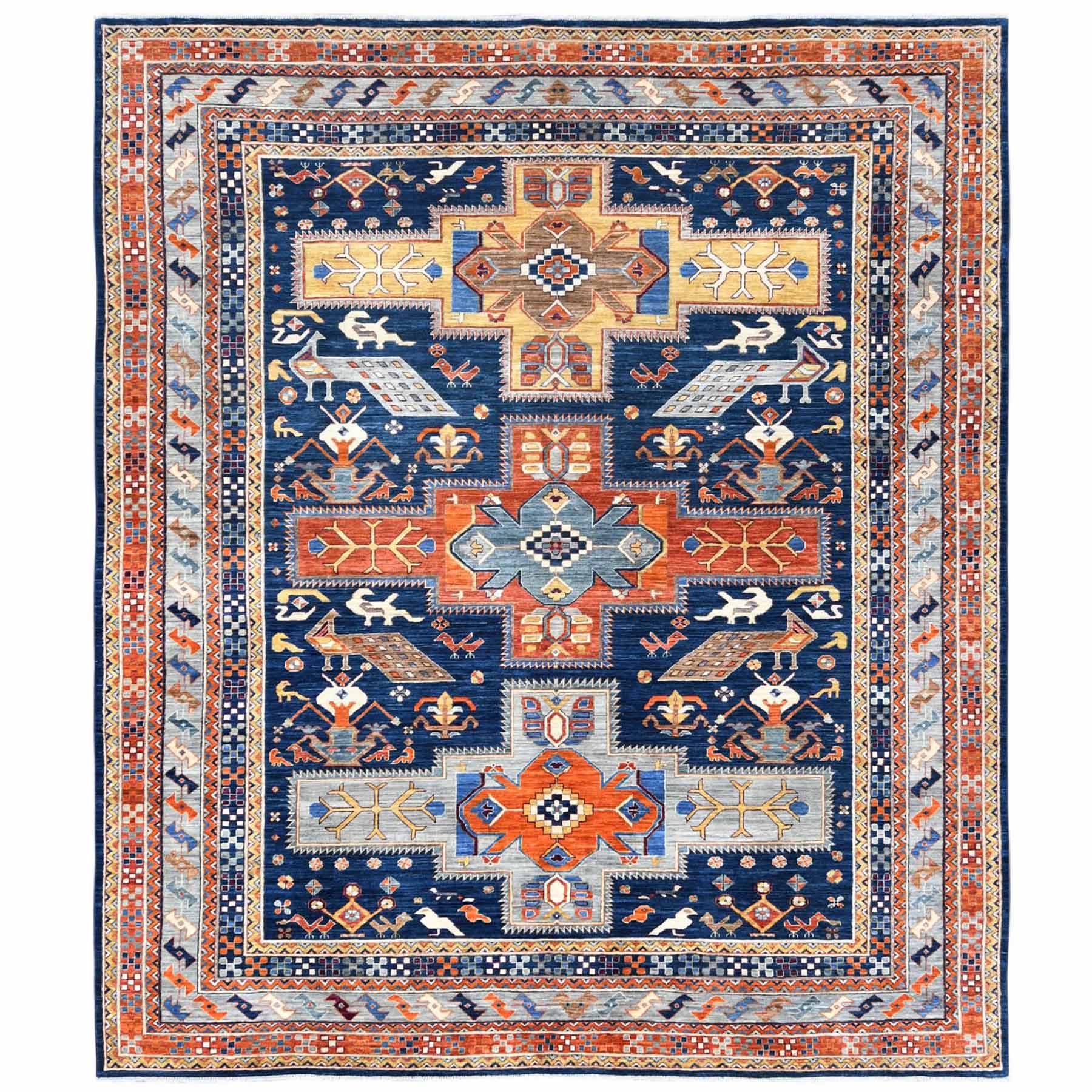 Tribal-Geometric-Hand-Knotted-Rug-410150