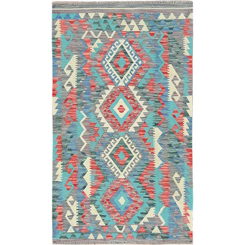 Colorful, Organic Wool Hand Woven, Afghan Kilim with Geometric Design Natural Dyes, Flat Weave Reversible, Oriental Rug