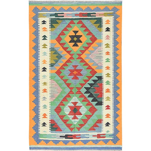 Colorful, Extra Soft Wool Hand Woven, Afghan Kilim with Geometric Design Natural Dyes, Flat Weave Reversible, Oriental Rug