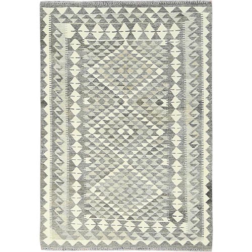 Earth Tone Colors, Afghan Kilim Flat Weave, Undyed Natural Wool Hand Woven, Reversible Oriental Rug