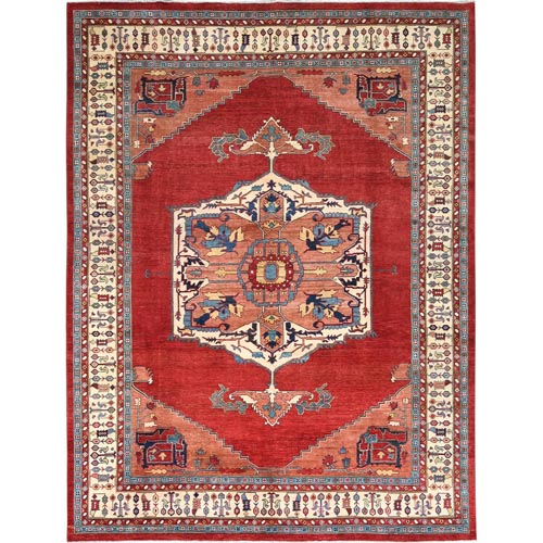 Tomato Red, Afghan Peshawar with Open Field Medallion Design, Vegetable Dyes Dense Weave, Natural Wool Hand Knotted, Oriental Rug