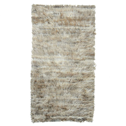 Beige, Shaggy Moroccan Exotic Texture, Undyed Natural Wool Hand Knotted, Oriental 