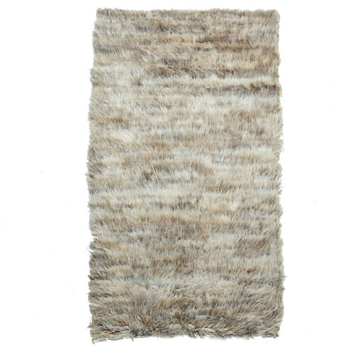 Beige, Hand Knotted Shag Flokati Greek Style Undyed Natural Wool, Oriental 