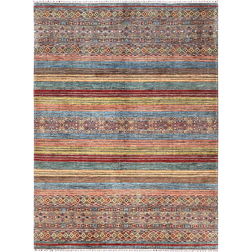 Colorful, Afghan Super Kazak with Khorjin Design, Natural Dyes, Organic Wool, Hand Knotted, Oriental 