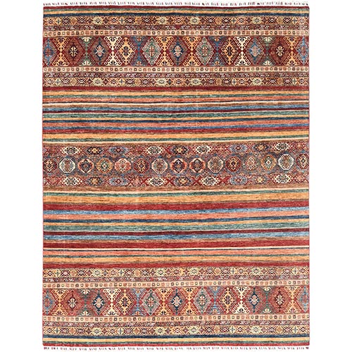 Colorful, Afghan Super Kazak with Khorjin Design, Natural Dyes, Pure Wool, Hand Knotted, Oriental 