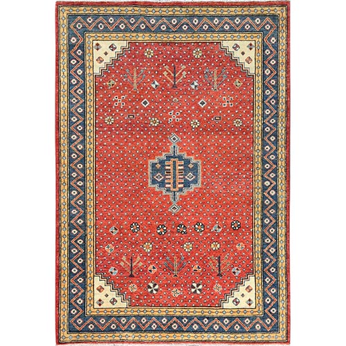 Imperial Red, Special Kazak with Medallion Design Natural Dyes, 100% Wool Hand Knotted, Oriental 