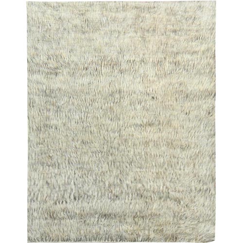 Gray, Undyed Natural Wool Hand Knotted, Shaggy Moroccan Exotic Texture, Oriental Rug