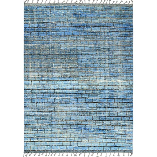 Powder Blue, Ben Ourain Moroccan Berber Influence Shilhah Design, Natural Dyes, Extra Soft Wool, Hand Knotted Oriental 