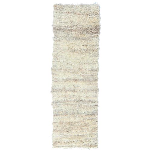 Powder Ivory, Ben Ourain Moroccan Berber Shilhah Design, Natural Dyes, Extra Soft Wool, Hand Knotted Runner, Oriental Rug