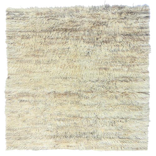 Bone Ivory, Ben Ourain Moroccan Berber Shilhah Design, Natural Dyes, Organic Wool, Hand Knotted, Square Oriental Rug