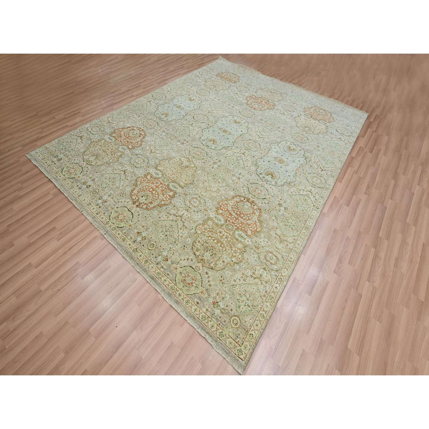 Oushak-And-Peshawar-Hand-Knotted-Rug-416395