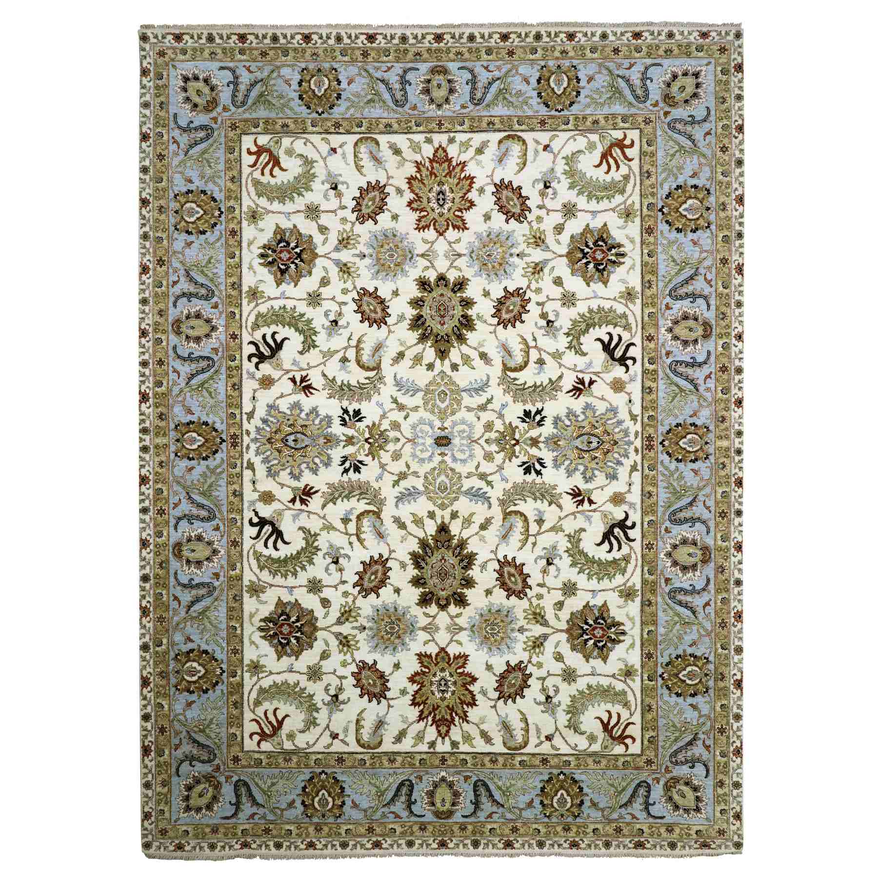 Oushak-And-Peshawar-Hand-Knotted-Rug-416465