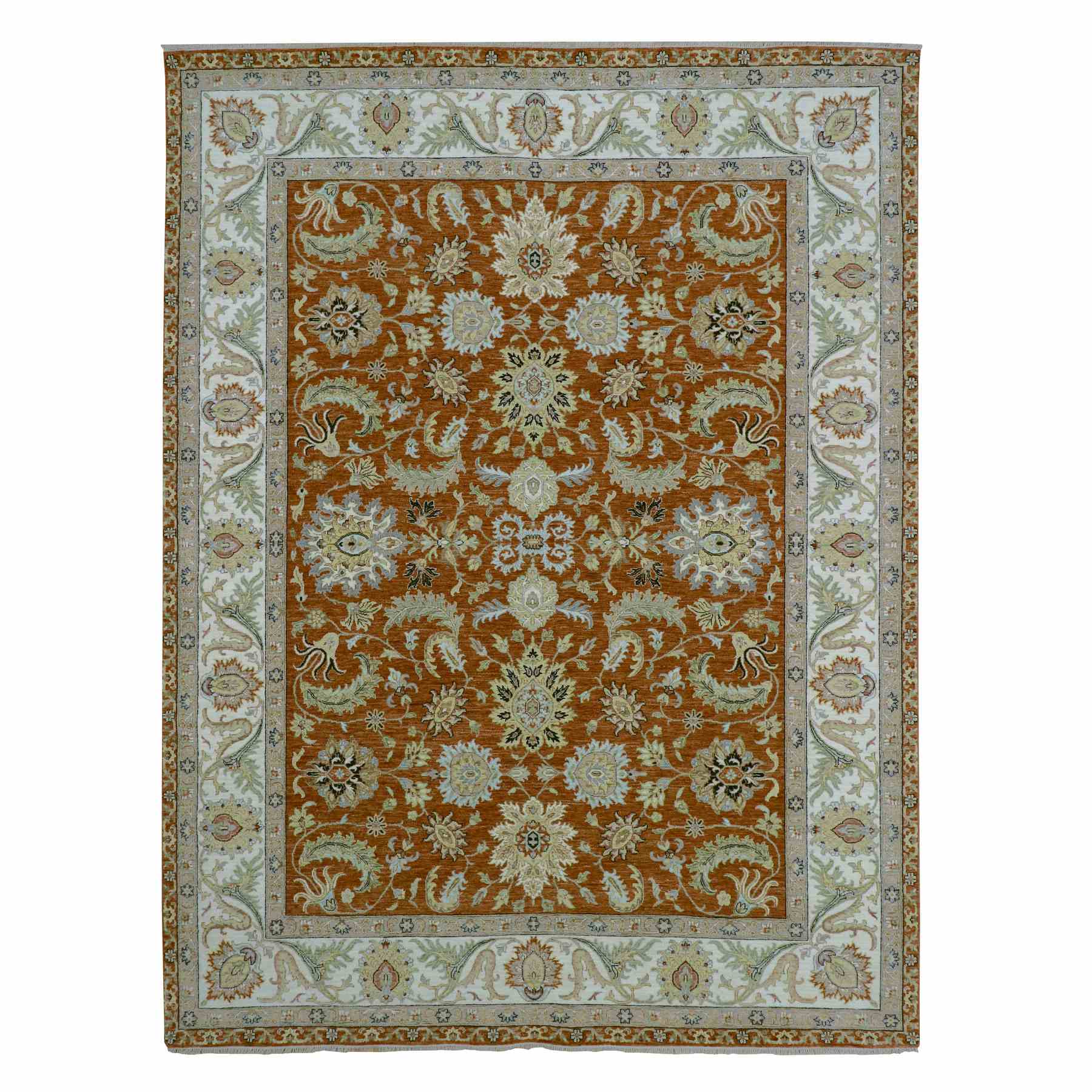Oushak-And-Peshawar-Hand-Knotted-Rug-416470