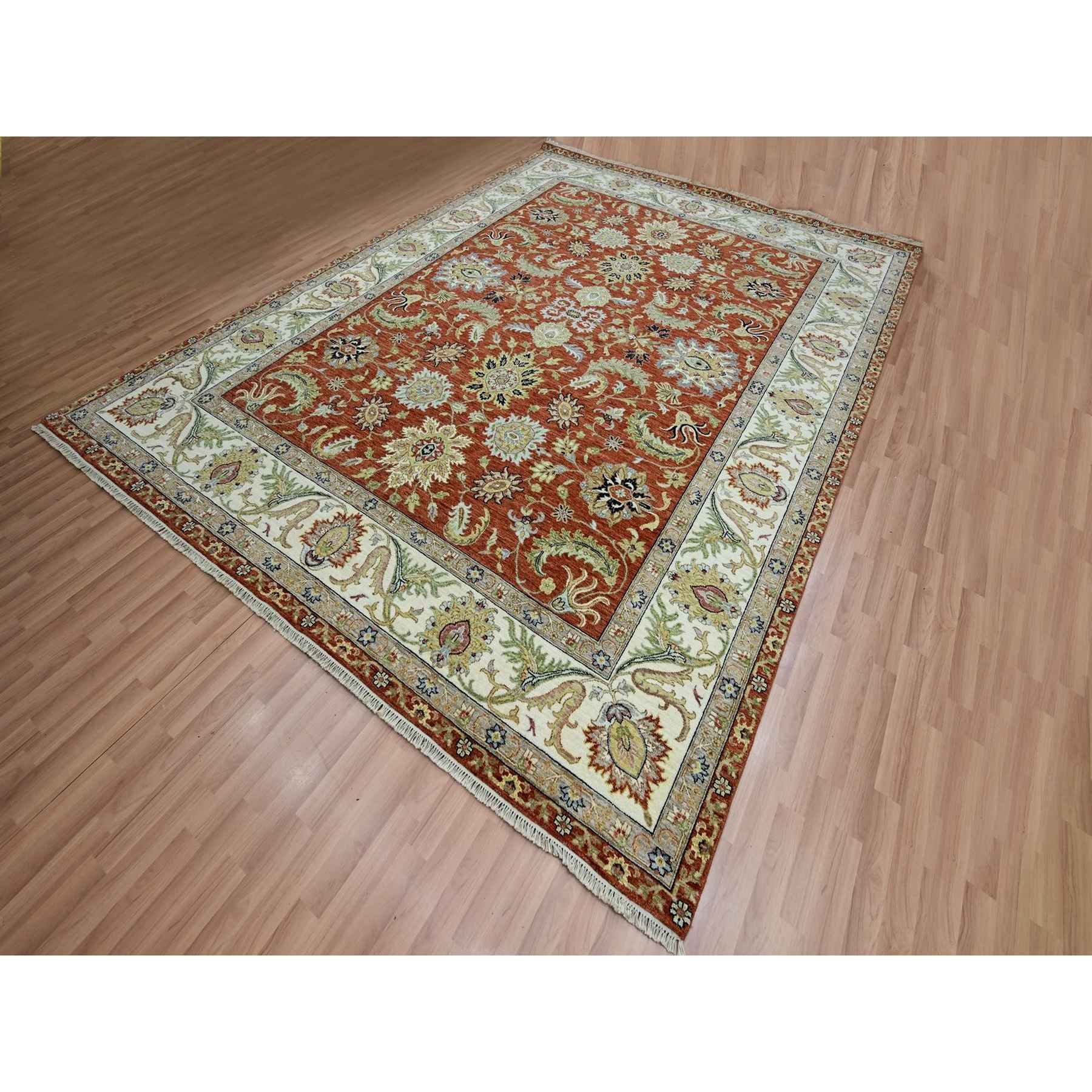 Oushak-And-Peshawar-Hand-Knotted-Rug-416470