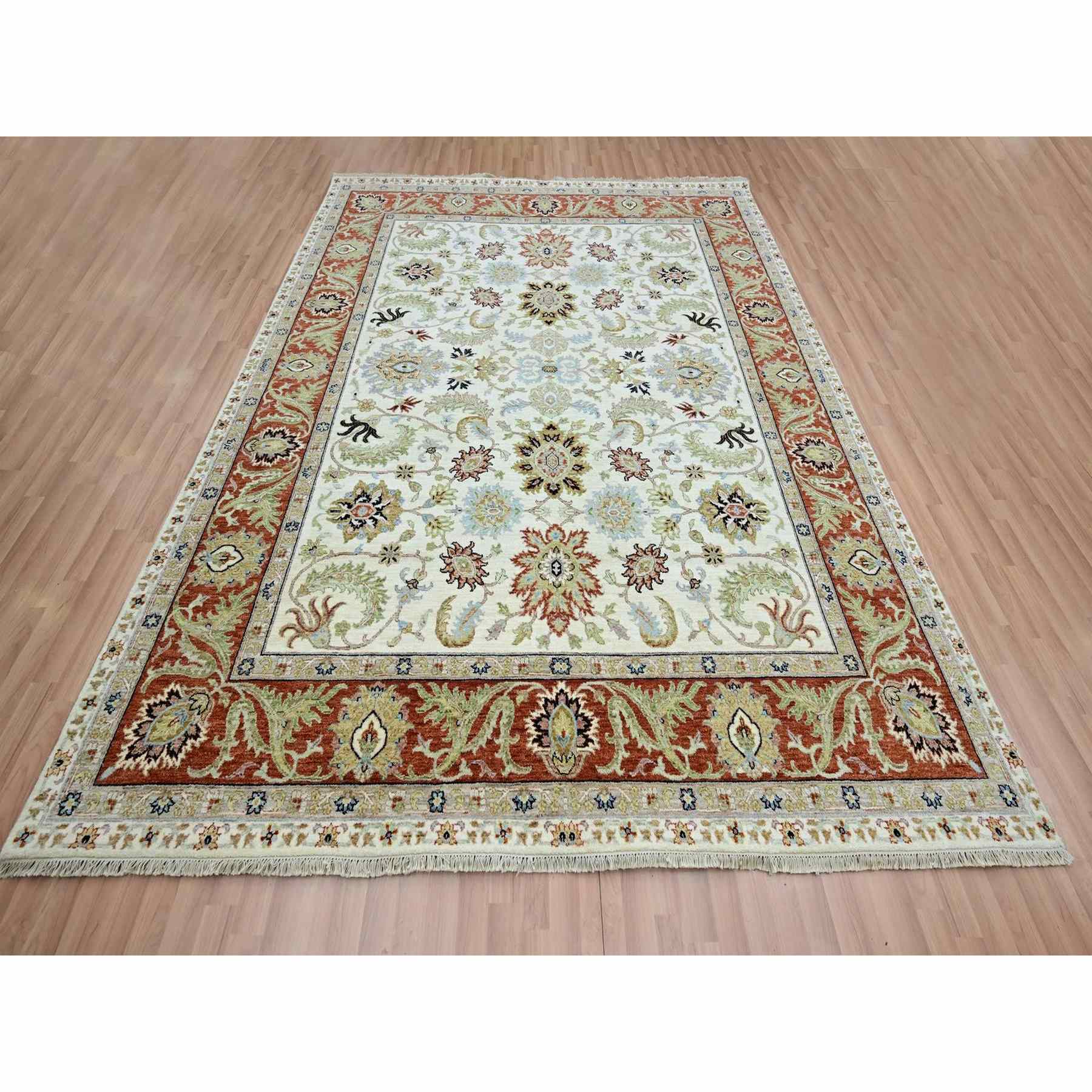 Oushak-And-Peshawar-Hand-Knotted-Rug-416475