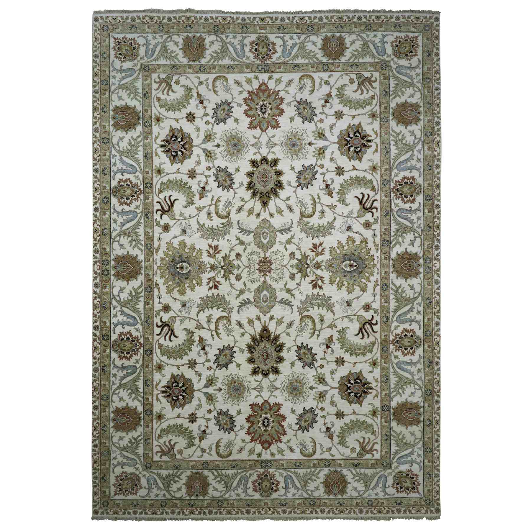Oushak-And-Peshawar-Hand-Knotted-Rug-416495