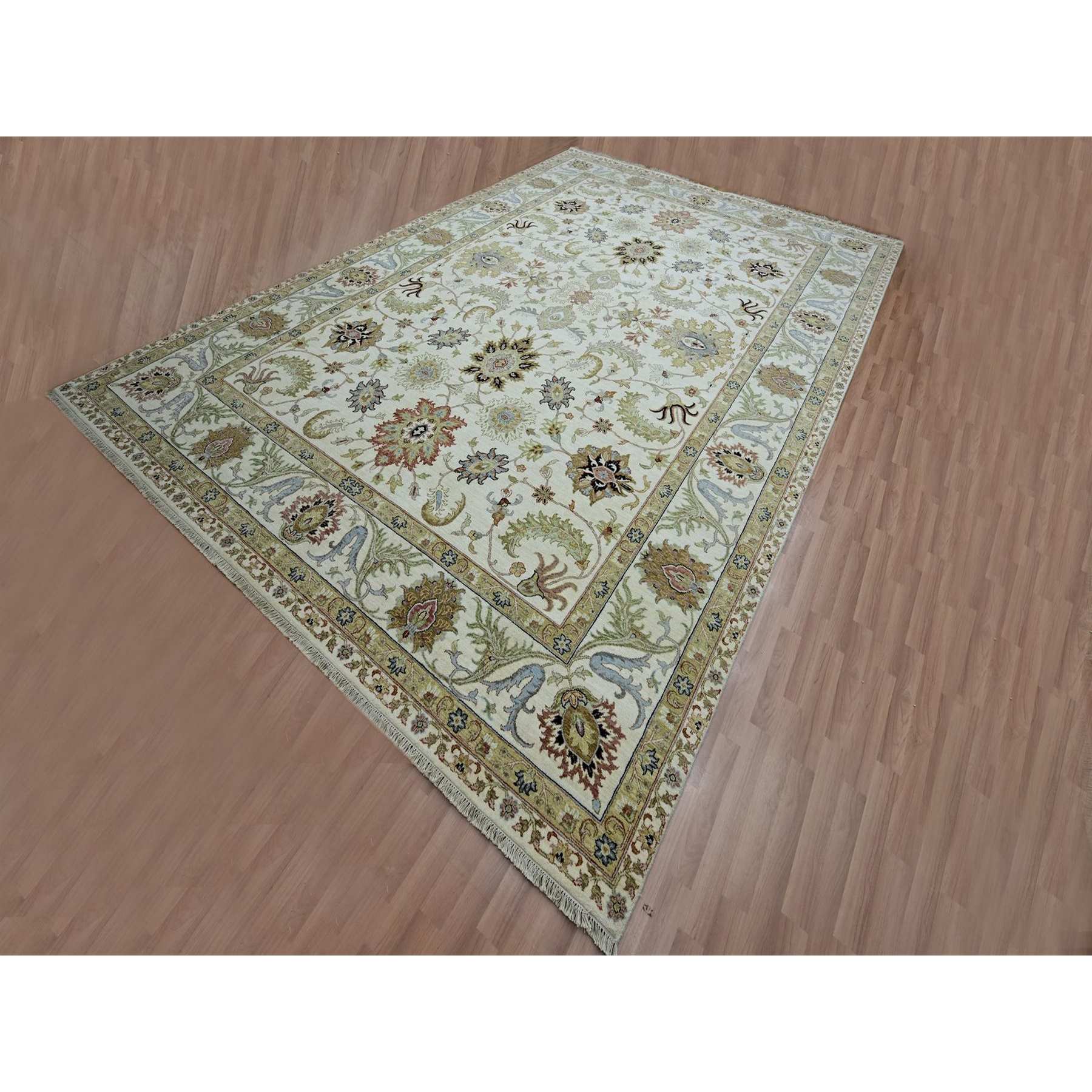 Oushak-And-Peshawar-Hand-Knotted-Rug-416495