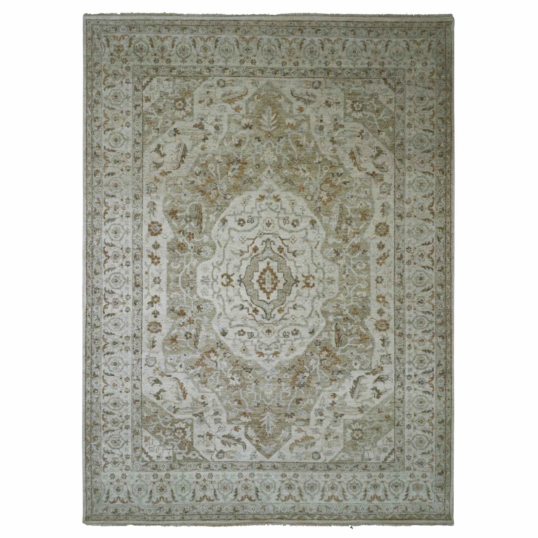 Oushak-And-Peshawar-Hand-Knotted-Rug-416520