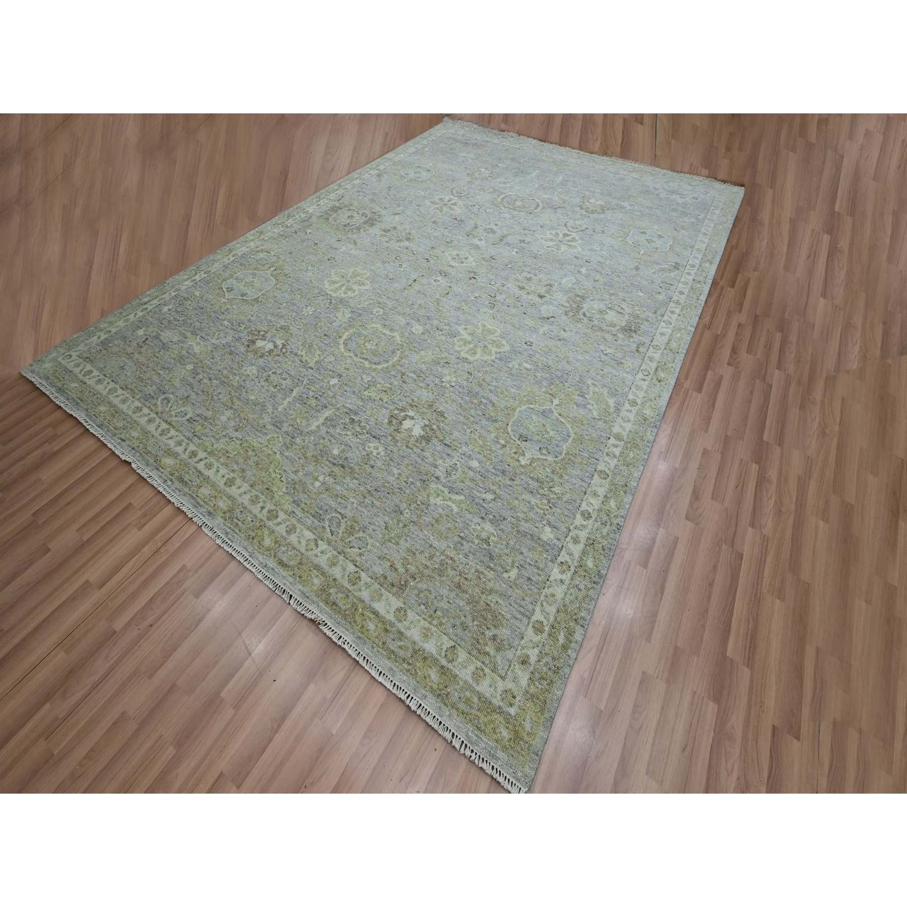 Oushak-And-Peshawar-Hand-Knotted-Rug-416530