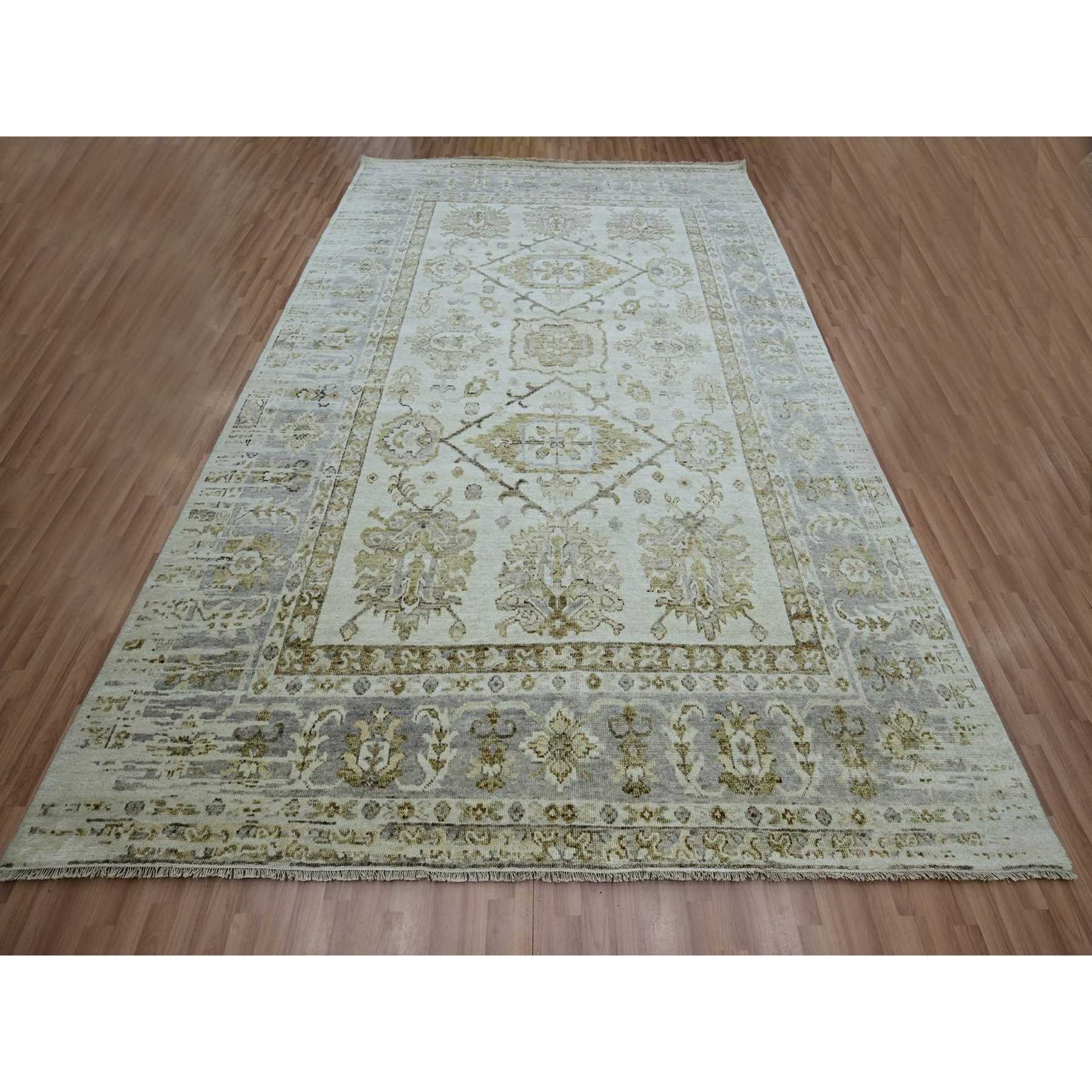 Oushak-And-Peshawar-Hand-Knotted-Rug-416535