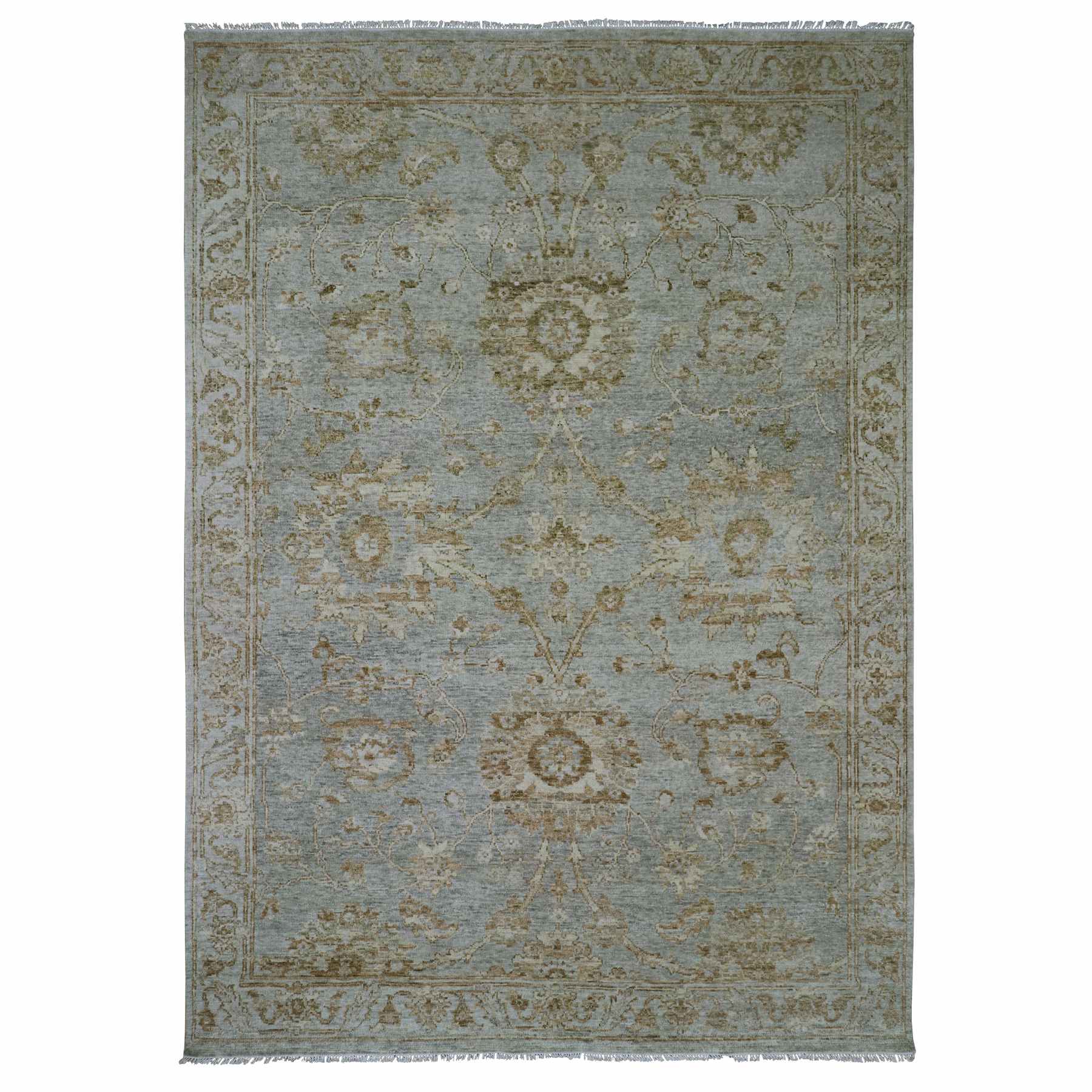 Oushak-And-Peshawar-Hand-Knotted-Rug-416540