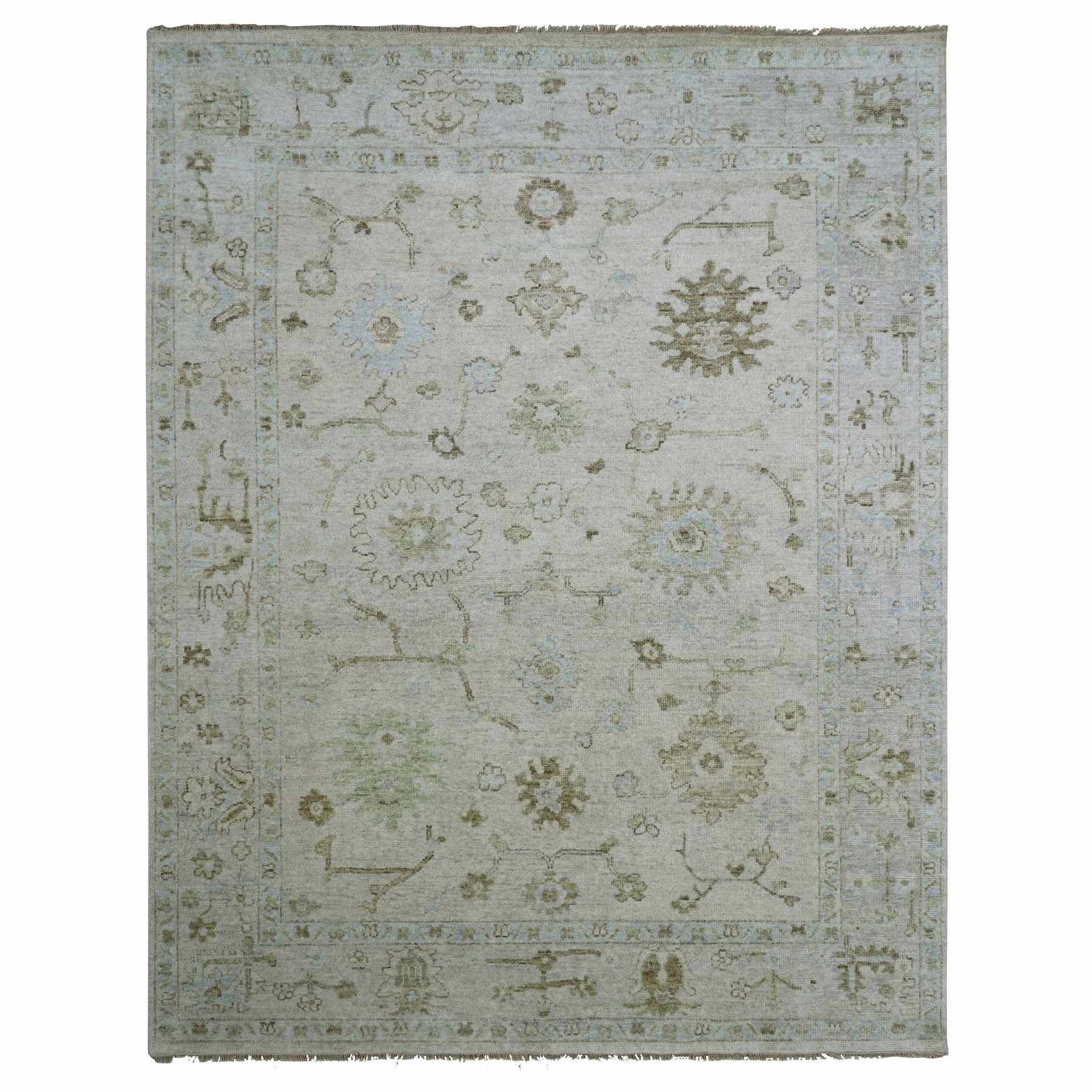 Oushak-And-Peshawar-Hand-Knotted-Rug-416550