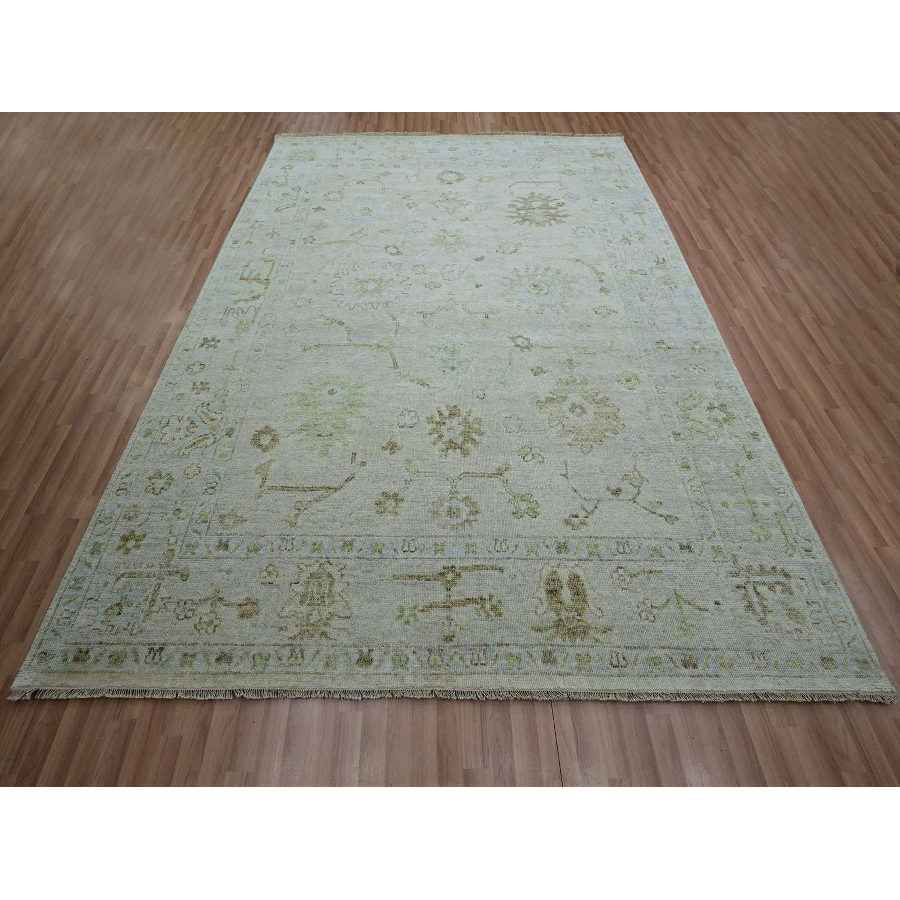 Oushak-And-Peshawar-Hand-Knotted-Rug-416550