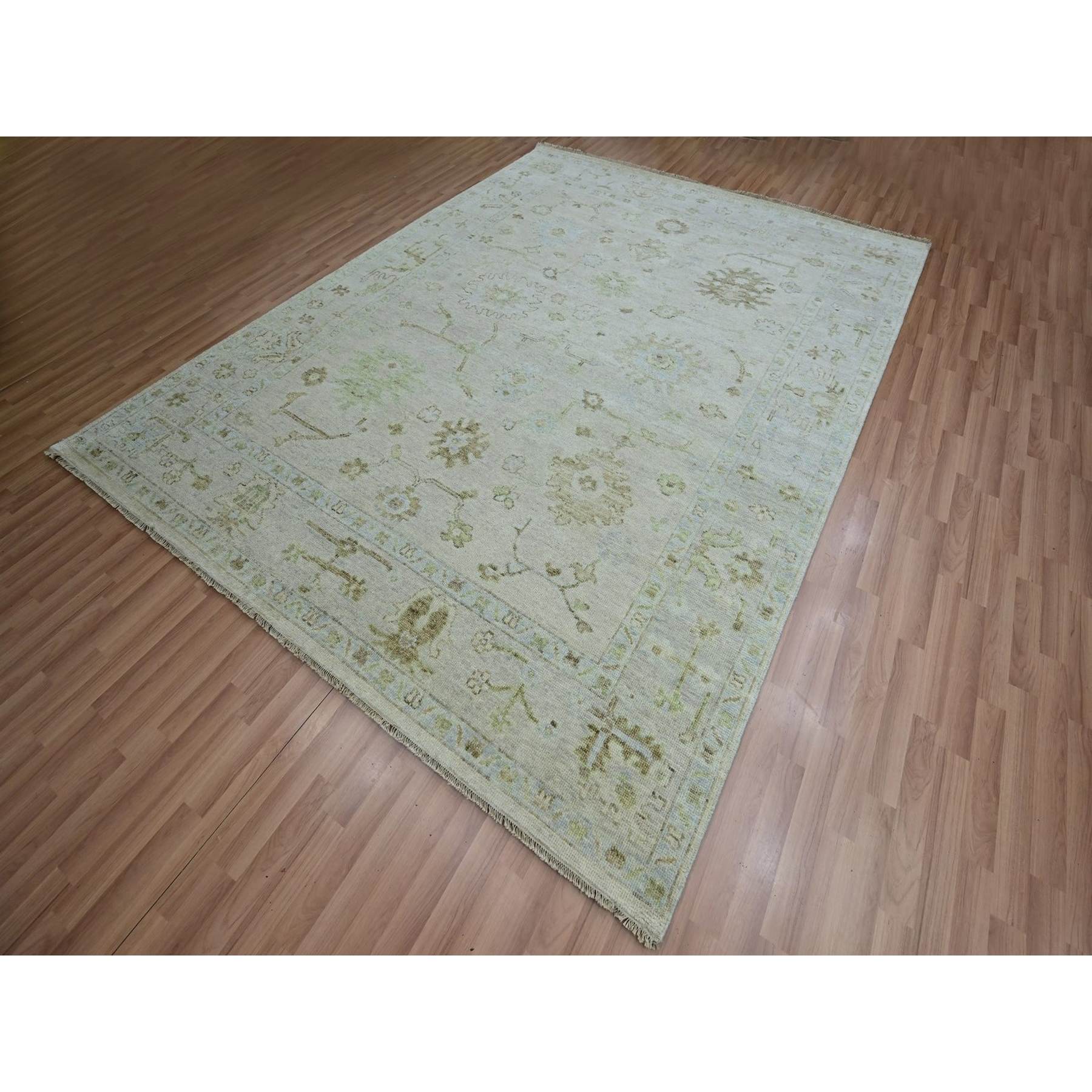 Oushak-And-Peshawar-Hand-Knotted-Rug-416550