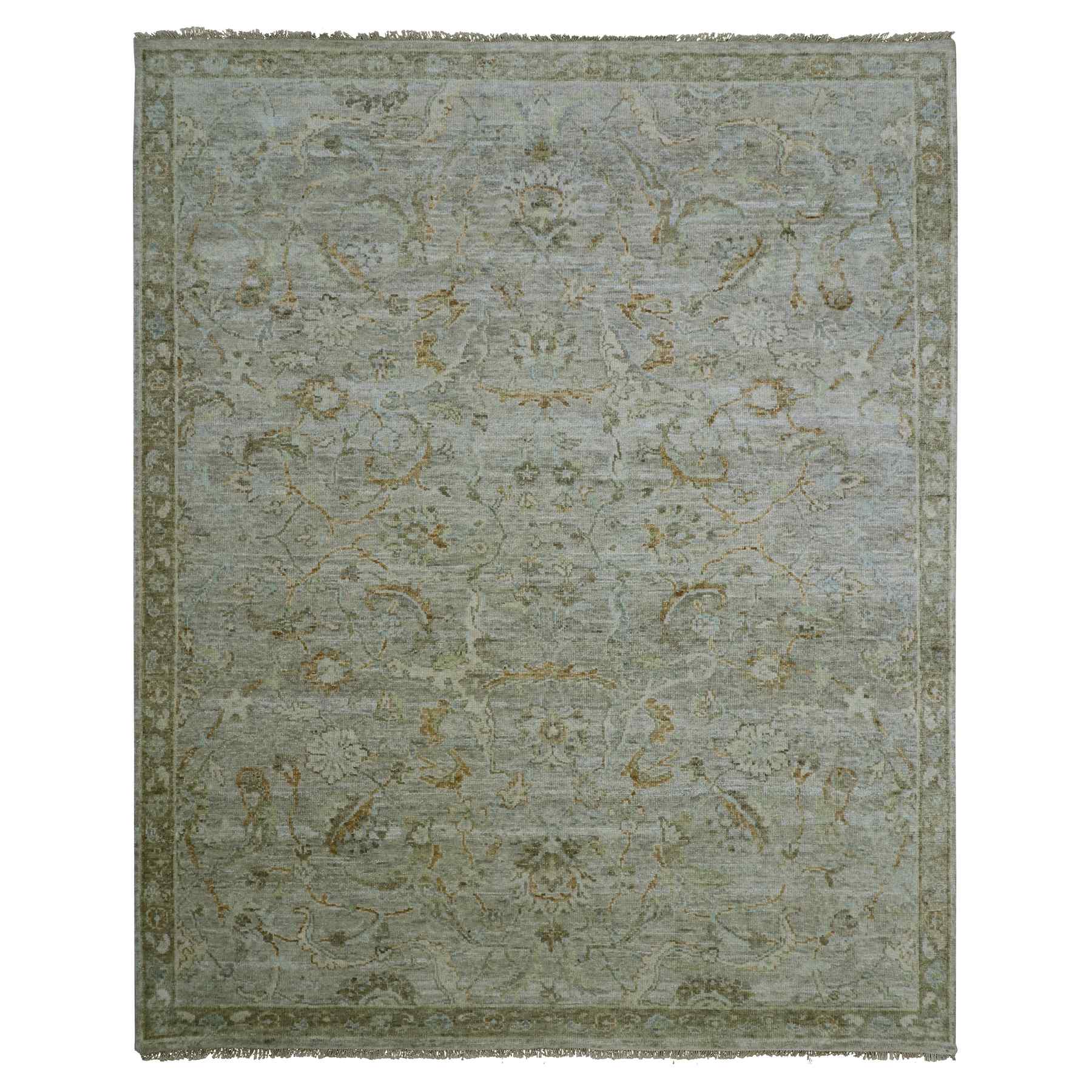 Oushak-And-Peshawar-Hand-Knotted-Rug-416560