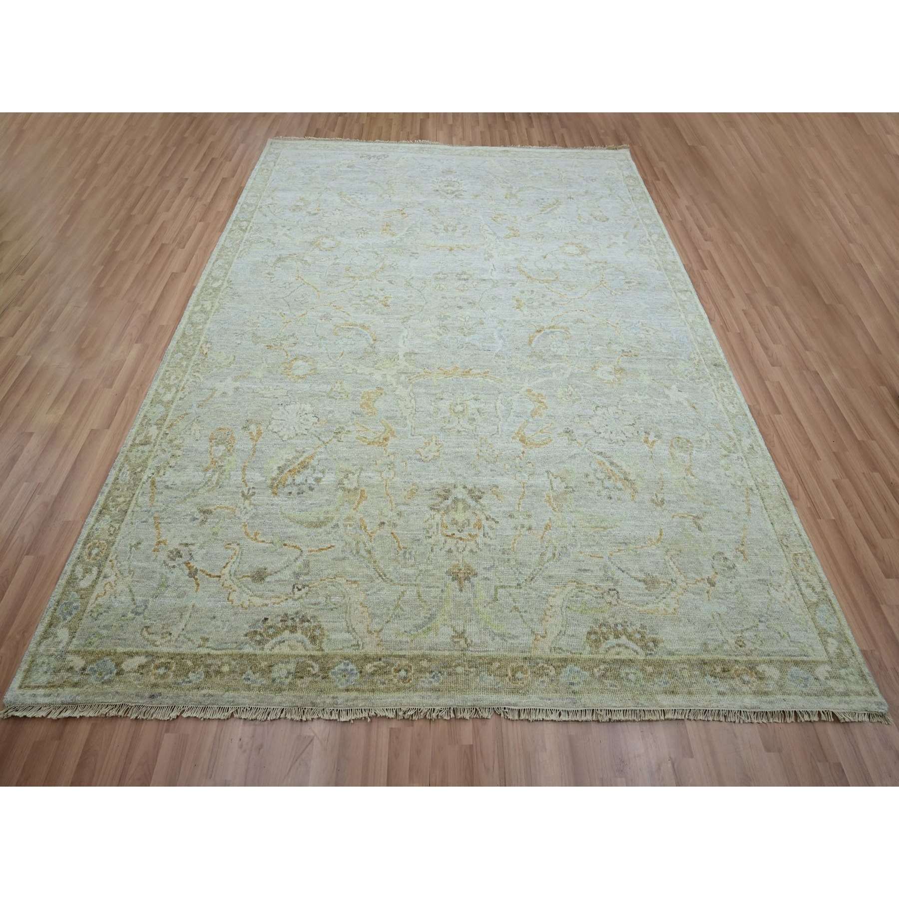 Oushak-And-Peshawar-Hand-Knotted-Rug-416560