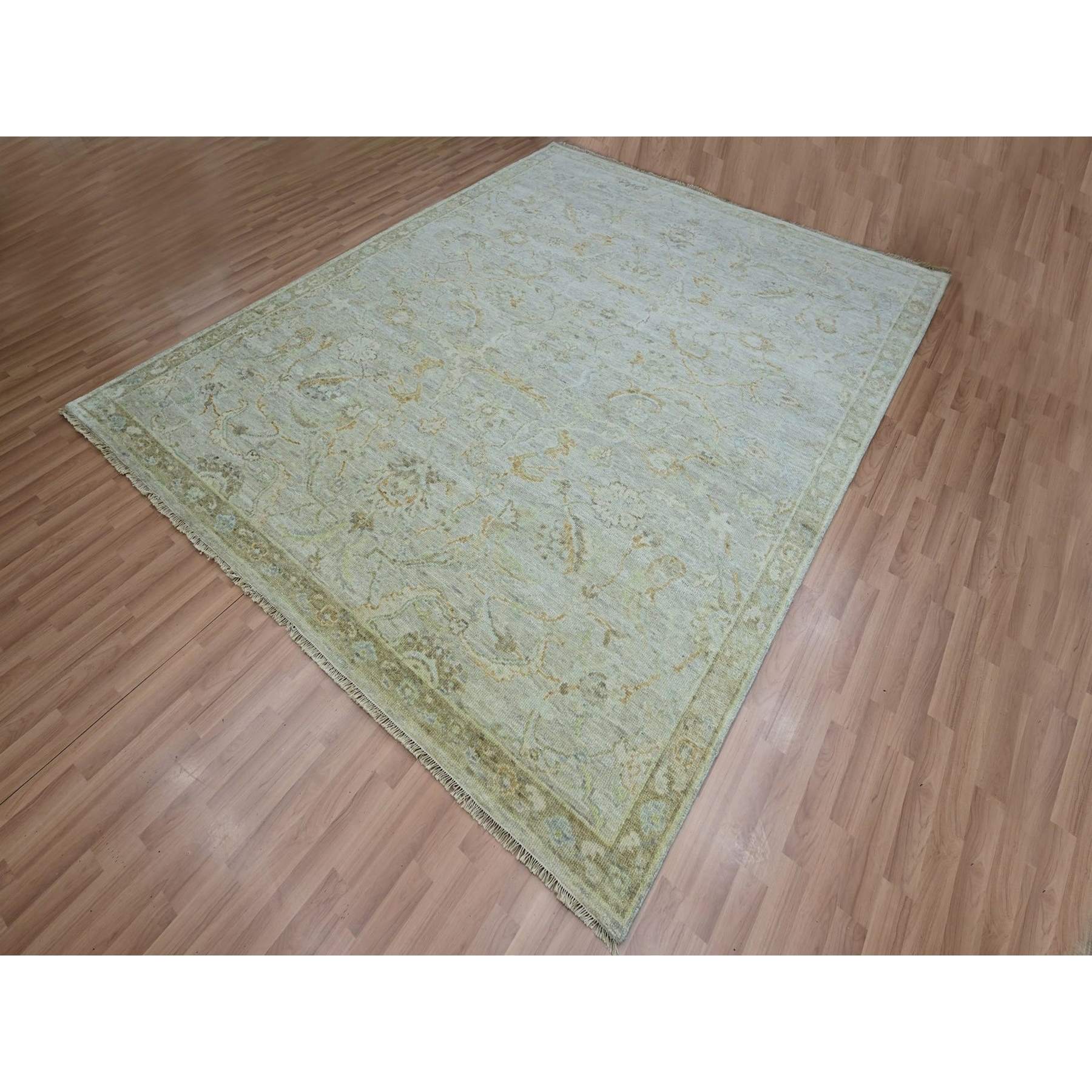 Oushak-And-Peshawar-Hand-Knotted-Rug-416560