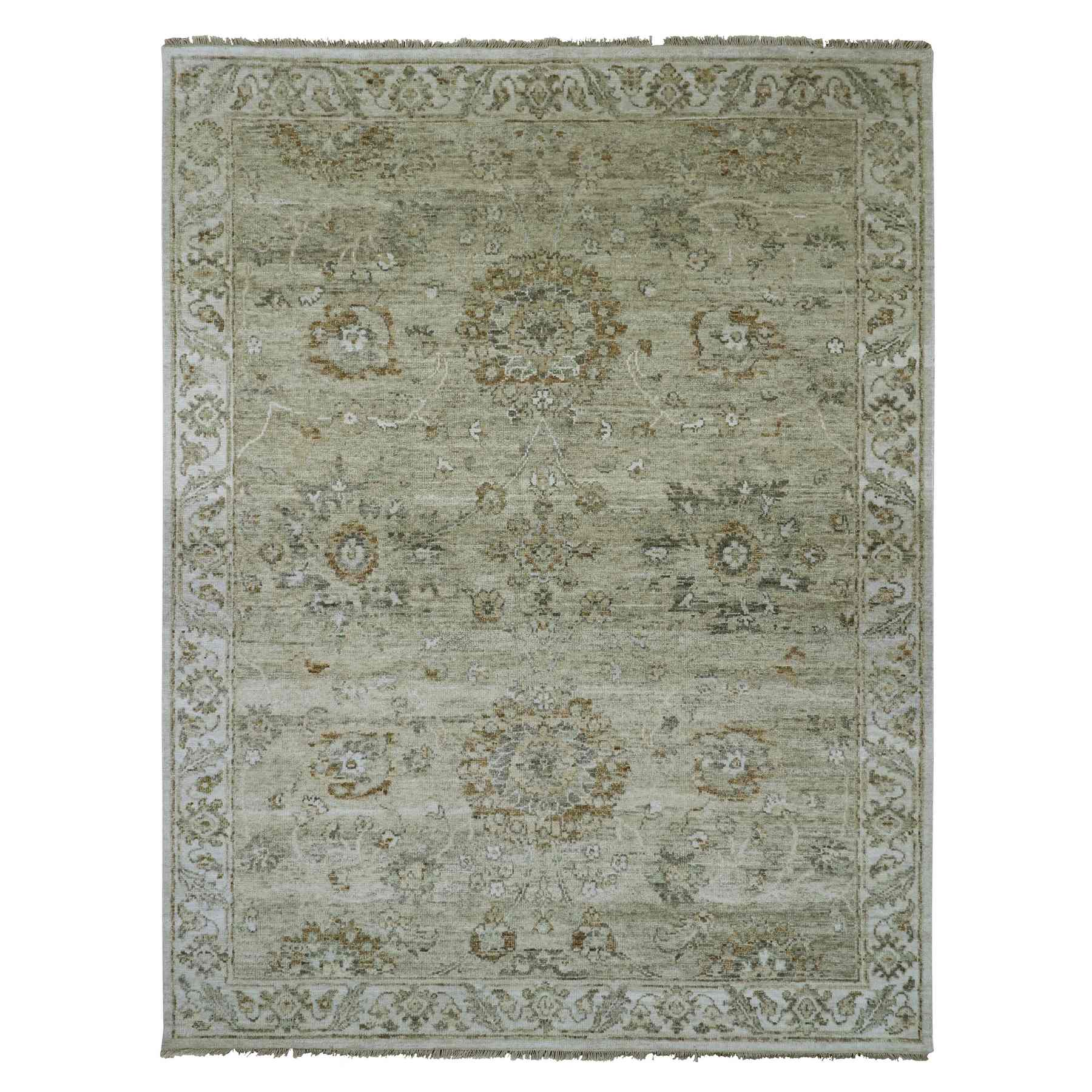 Oushak-And-Peshawar-Hand-Knotted-Rug-416570