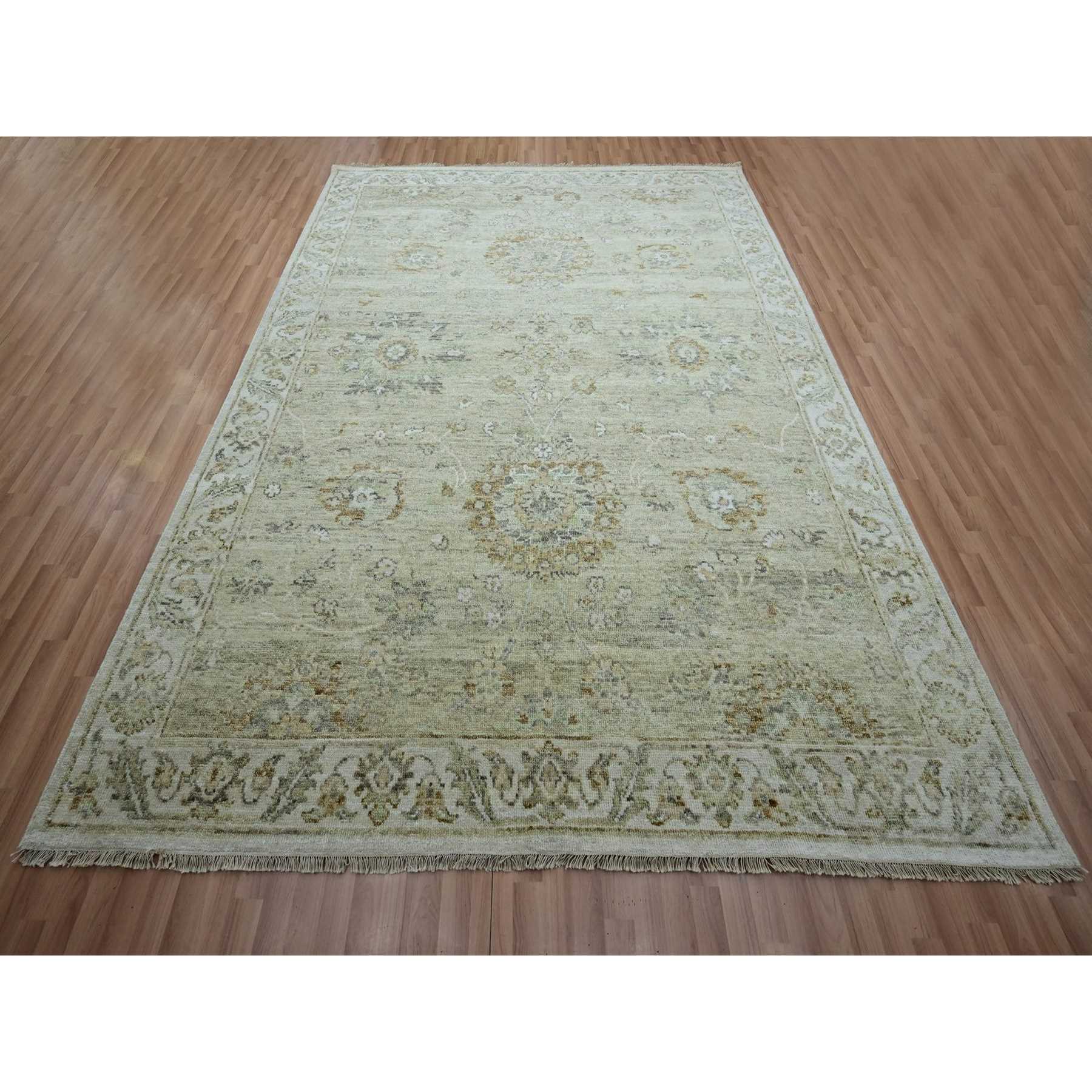 Oushak-And-Peshawar-Hand-Knotted-Rug-416570