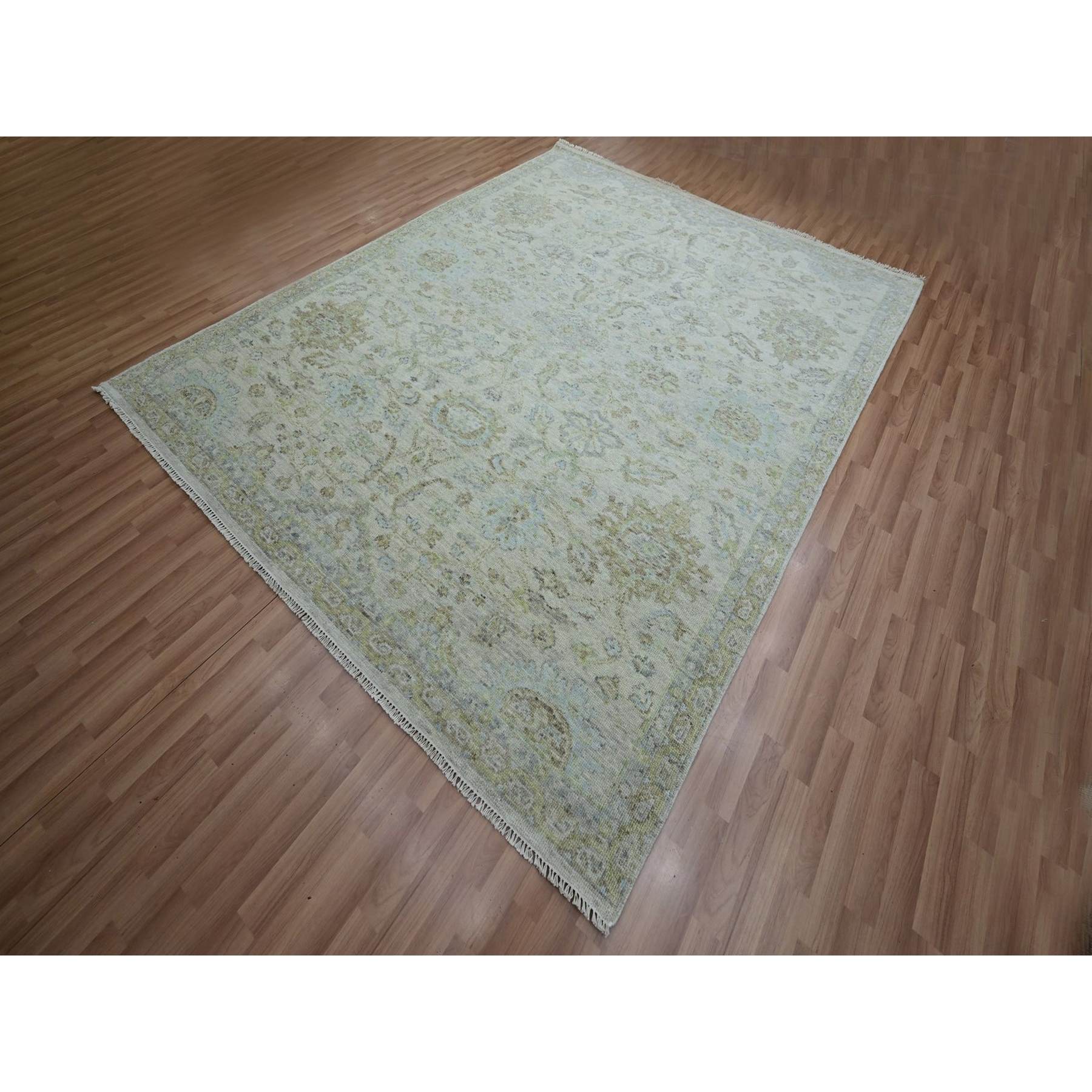 Oushak-And-Peshawar-Hand-Knotted-Rug-416575