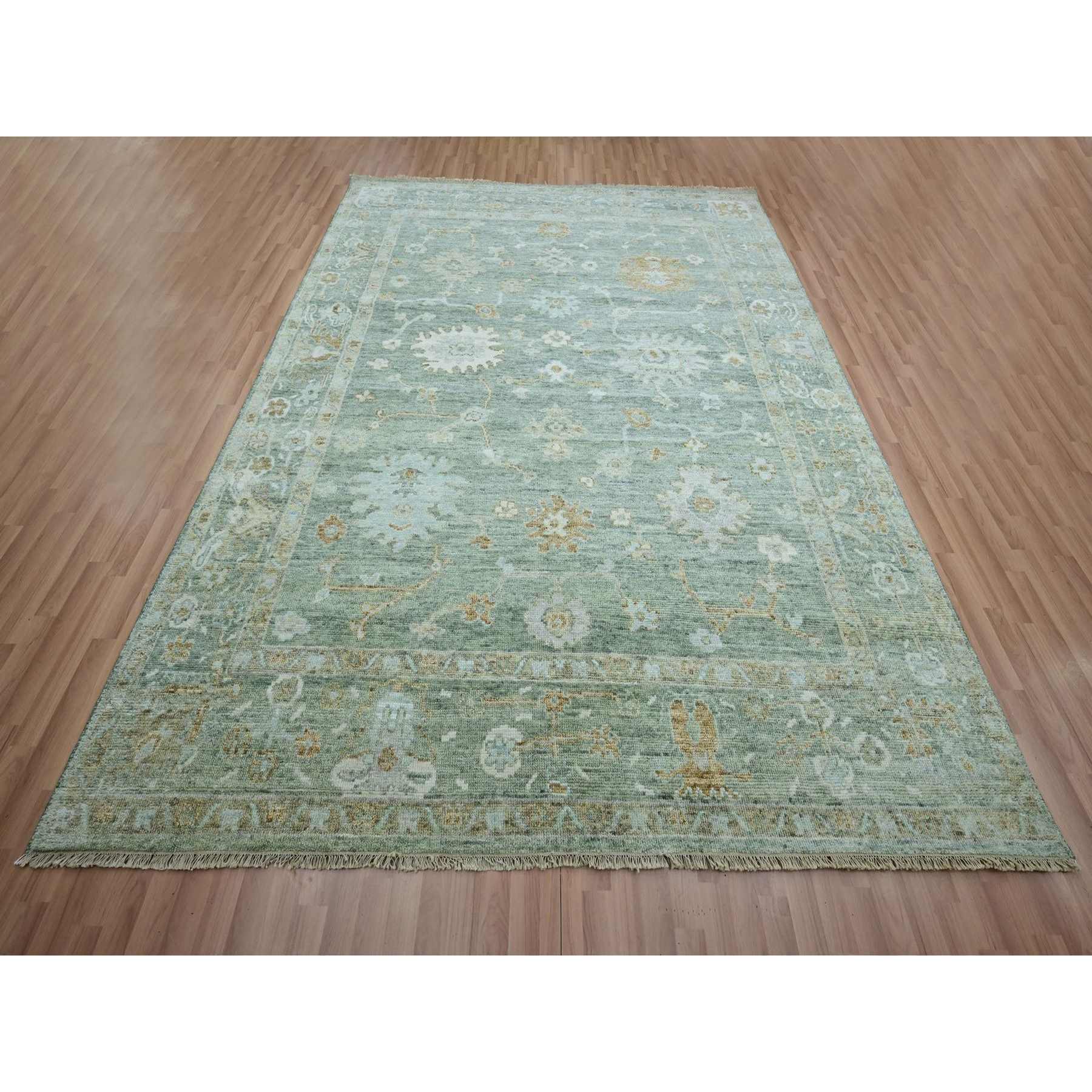 Oushak-And-Peshawar-Hand-Knotted-Rug-416580