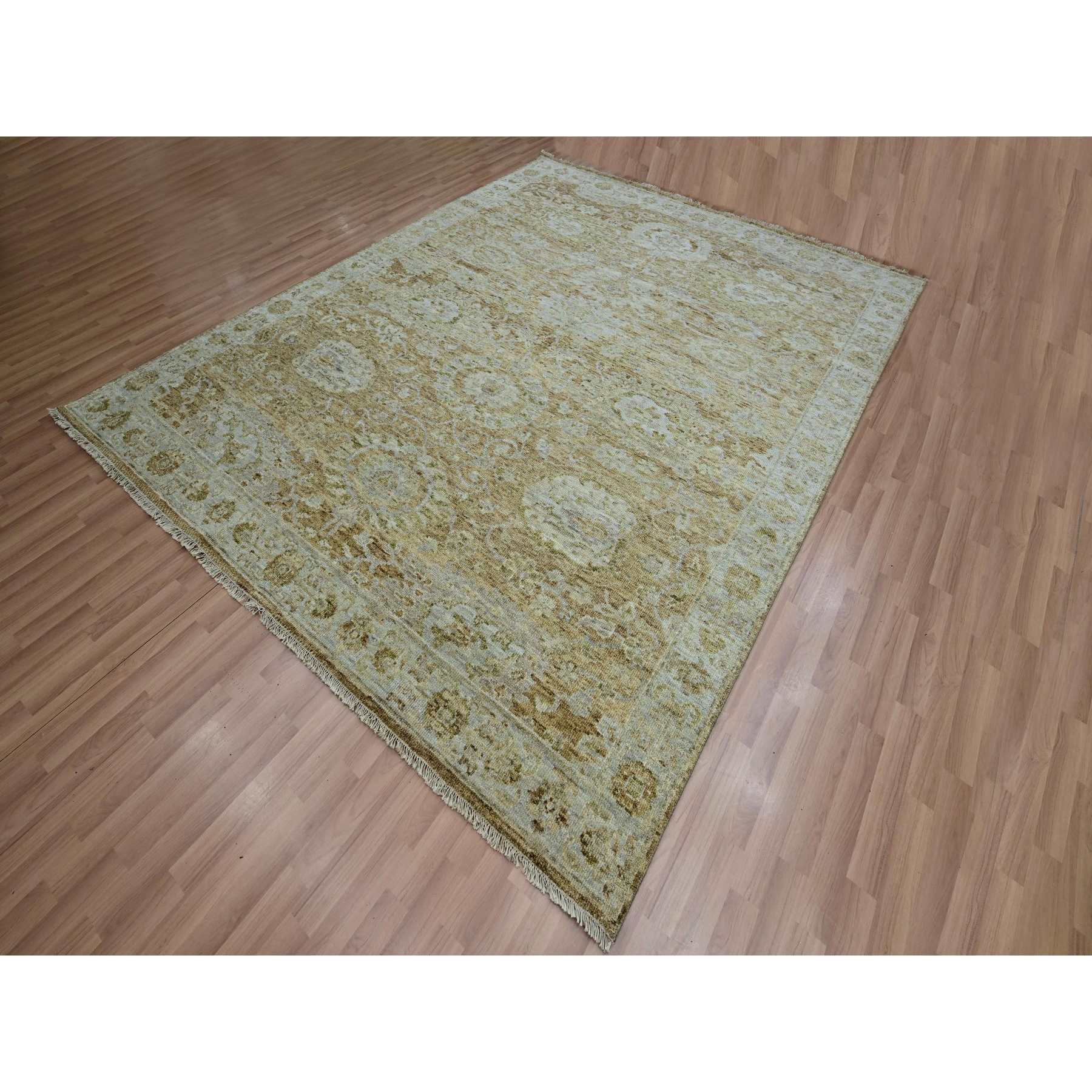 Oushak-And-Peshawar-Hand-Knotted-Rug-416585