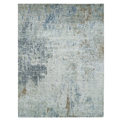 Pastel Gray, Modern Abstract Design, Hand Knotted, Persian Knot, 100% Wool, Densely Woven, Oriental 