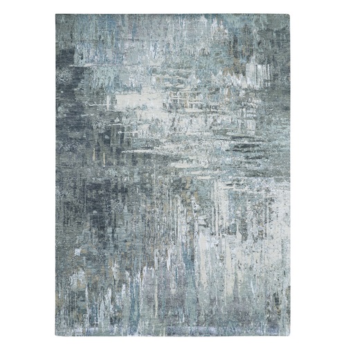 Shades of Gray, Modern Abstract Design, Hand Knotted, Persian Knot, 100% Wool, Densely Woven, Oriental 