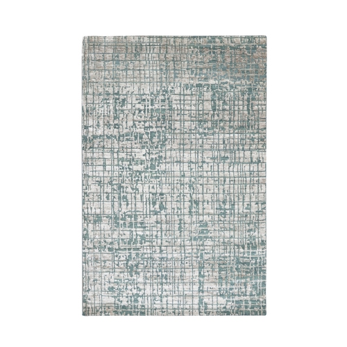 Whisper Pink, Hand Knotted, Contemporary Design, Densely Woven, Persian Knot, Silk with Textured Wool Pile, Tone on Tone, Oriental 