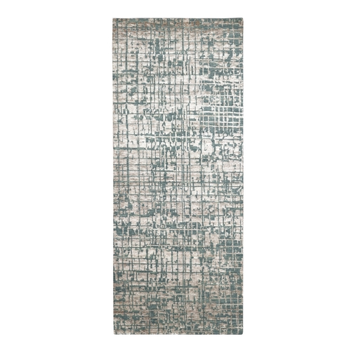 Whisper Pink, Contemporary Design, Hand Knotted, Densely Woven, Persian Knot, Silk with Textured Wool Pile, Tone on Tone, Runner, Oriental 