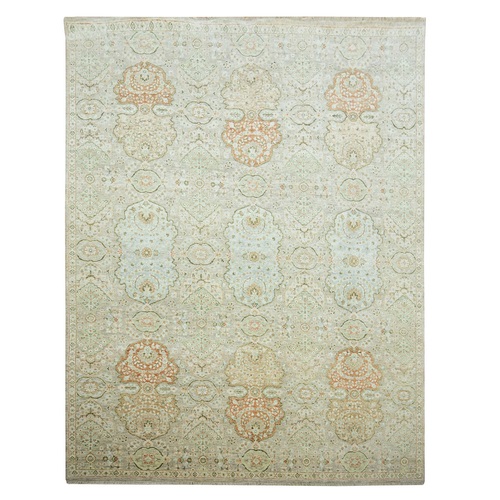 Light Brown, Soft Colors Oushak with Repetitive Medallion Design, Hand Knotted, Pure Wool, Soft Pile, Denser Weave, Oriental 