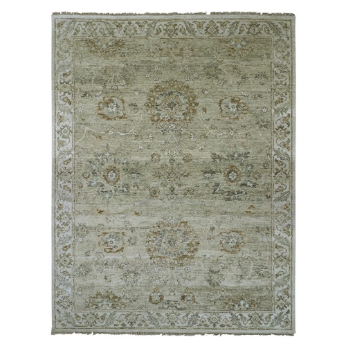 Khaki Brown, Ziegler Mahal Design, Hand Knotted, 100% Wool, Denser Weave, Oriental 