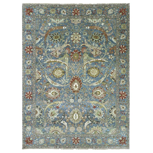 Imperial Blue, Sickle Leaf Design, Vegetable Dyes, Pure Wool, Hand Knotted, Densely Woven, Oriental 