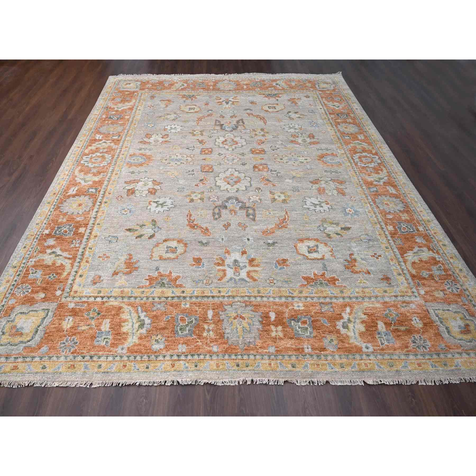 Oushak-And-Peshawar-Hand-Knotted-Rug-420130