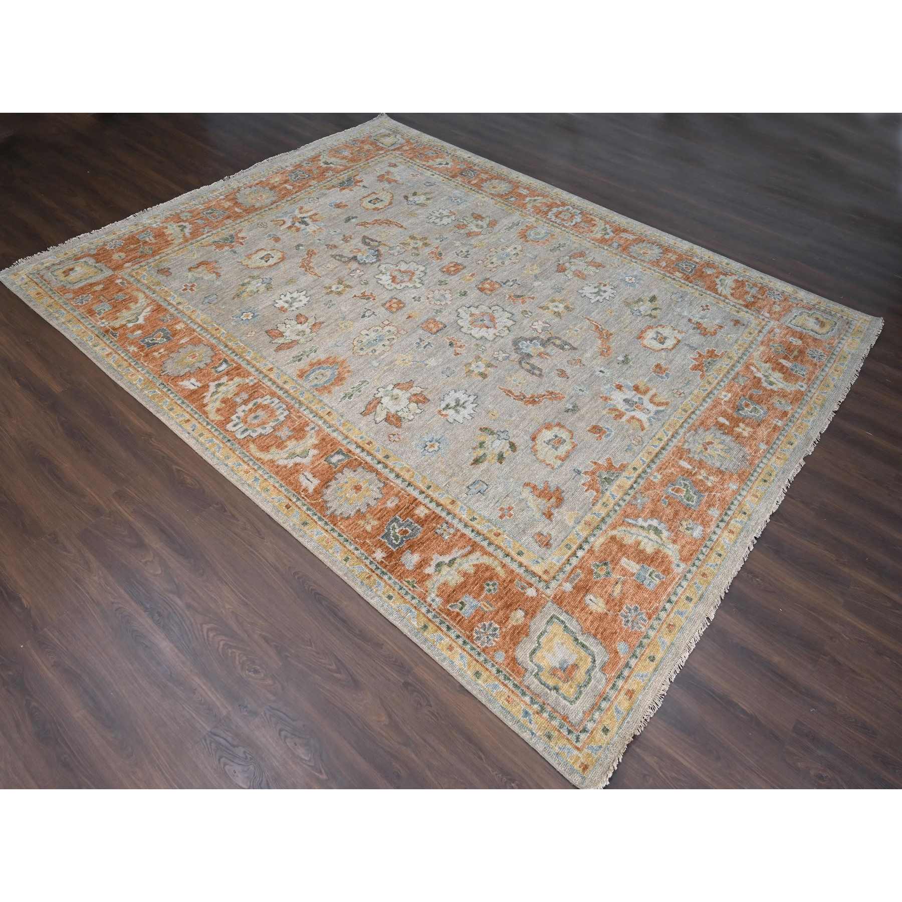 Oushak-And-Peshawar-Hand-Knotted-Rug-420130