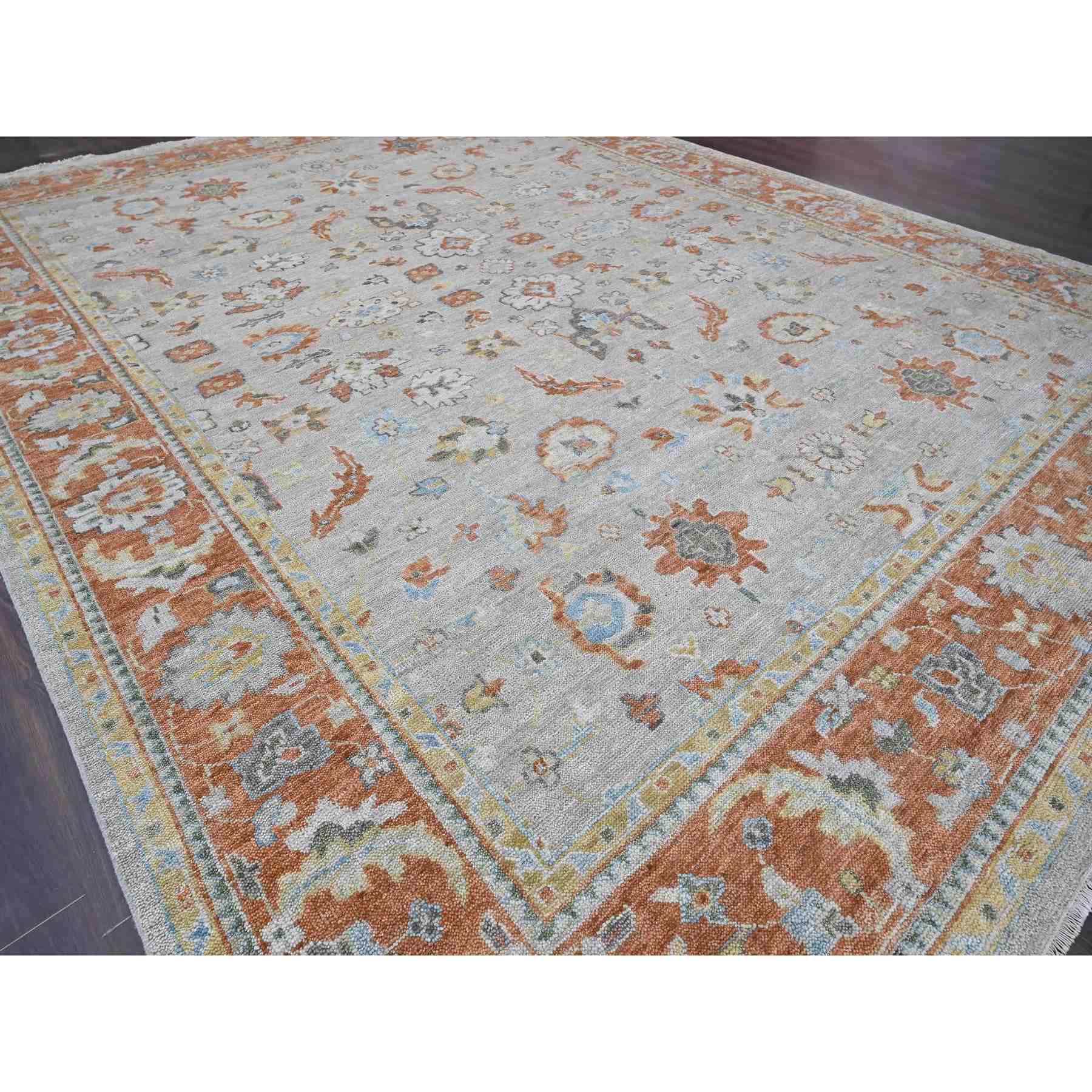 Oushak-And-Peshawar-Hand-Knotted-Rug-420650