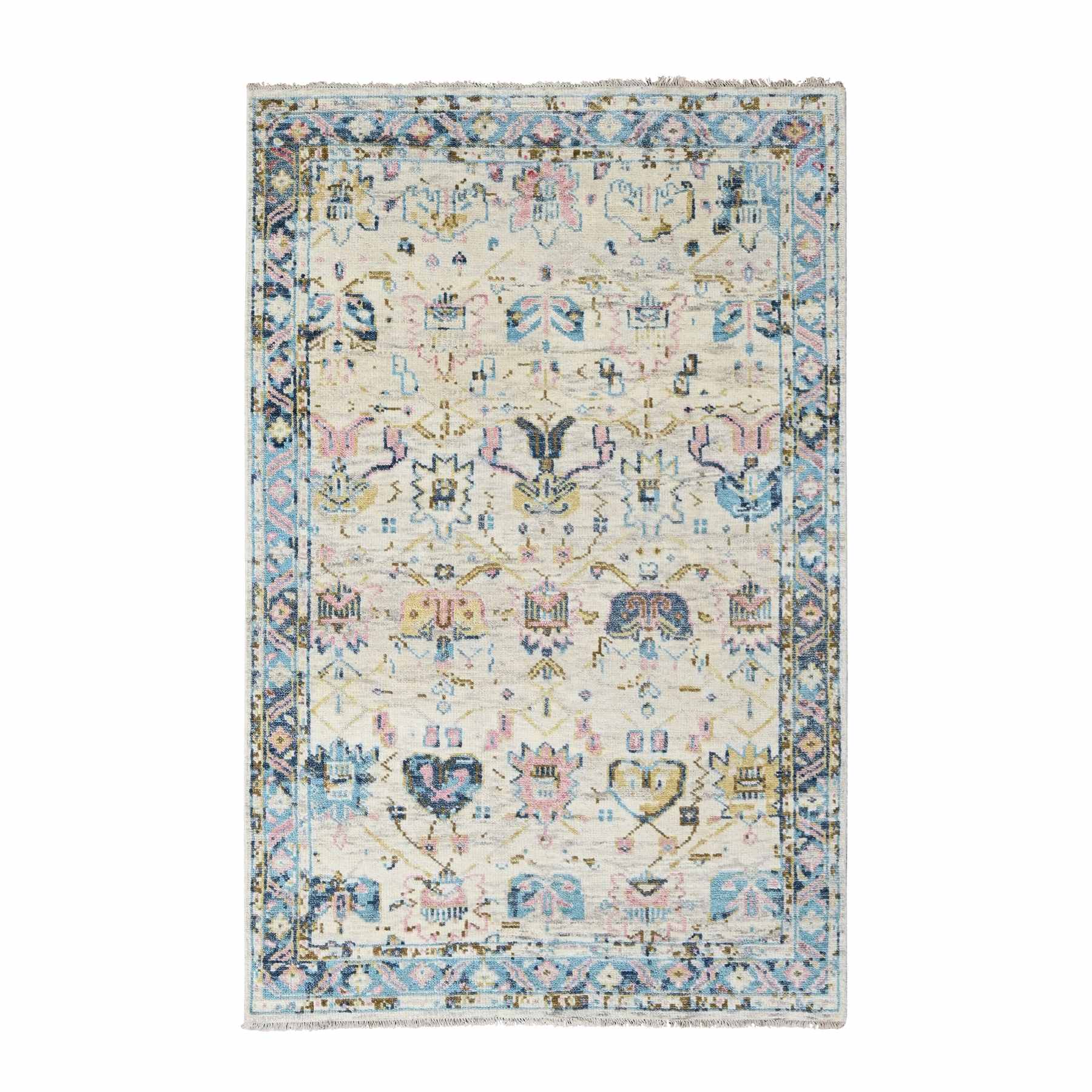 Oushak-And-Peshawar-Hand-Knotted-Rug-421470