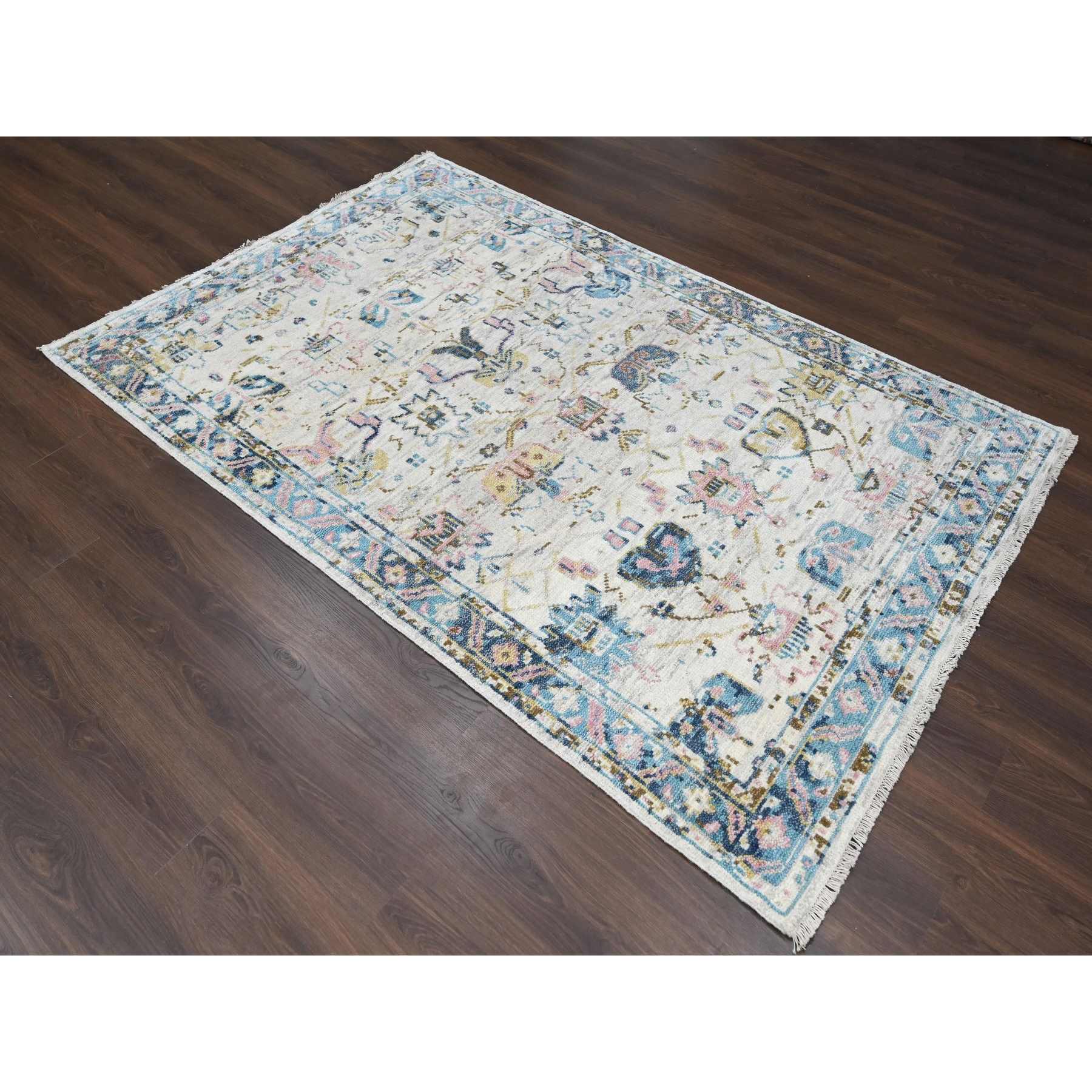 Oushak-And-Peshawar-Hand-Knotted-Rug-421470