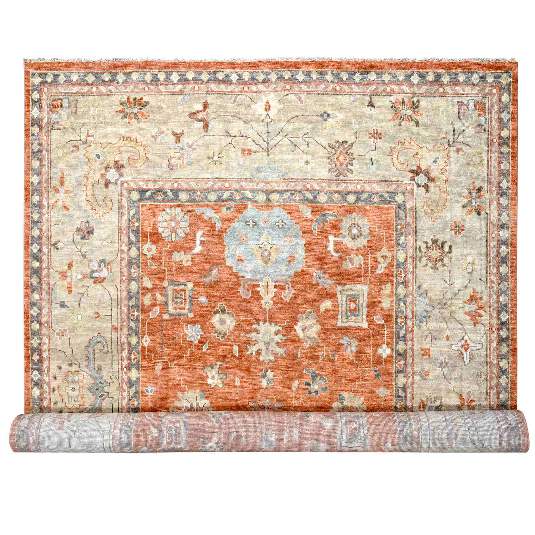 Oushak-And-Peshawar-Hand-Knotted-Rug-421790