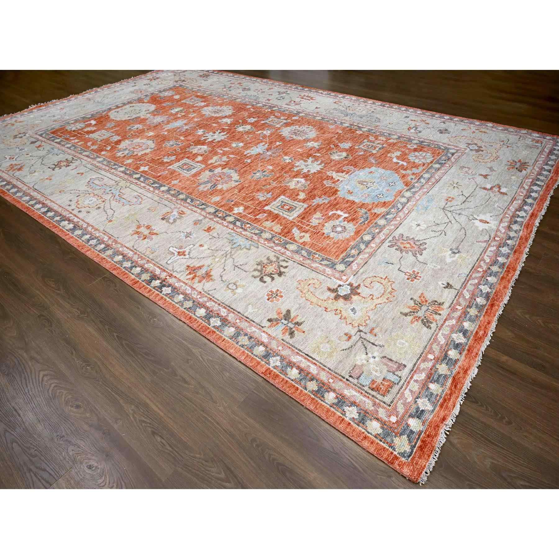 Oushak-And-Peshawar-Hand-Knotted-Rug-421790